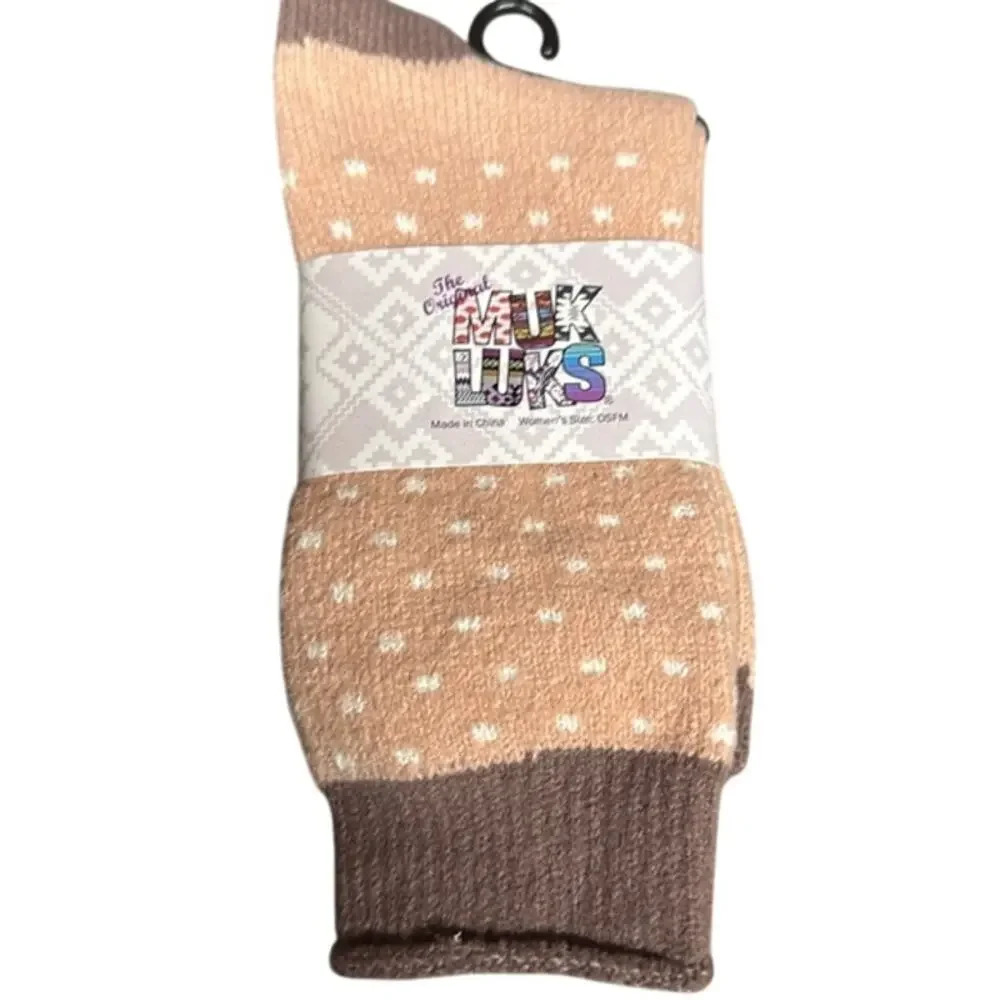 Women's New The Original Muk Luks Socks Style 23002โ 602-Pink Size OSFM